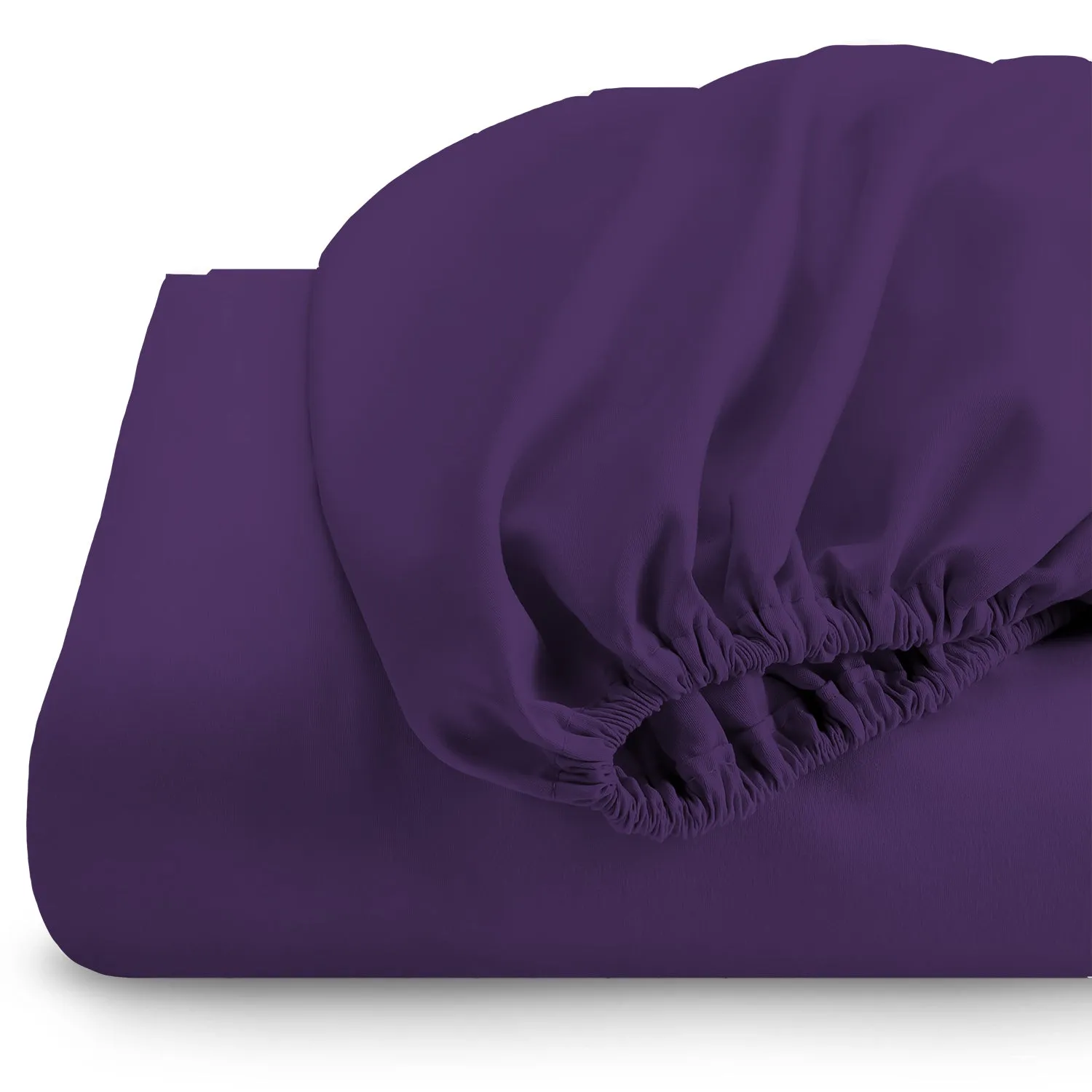 3 Piece Fitted Sheet Set Super Soft Dark Purple King Size 180x200 30cm with 2 Pillow Case