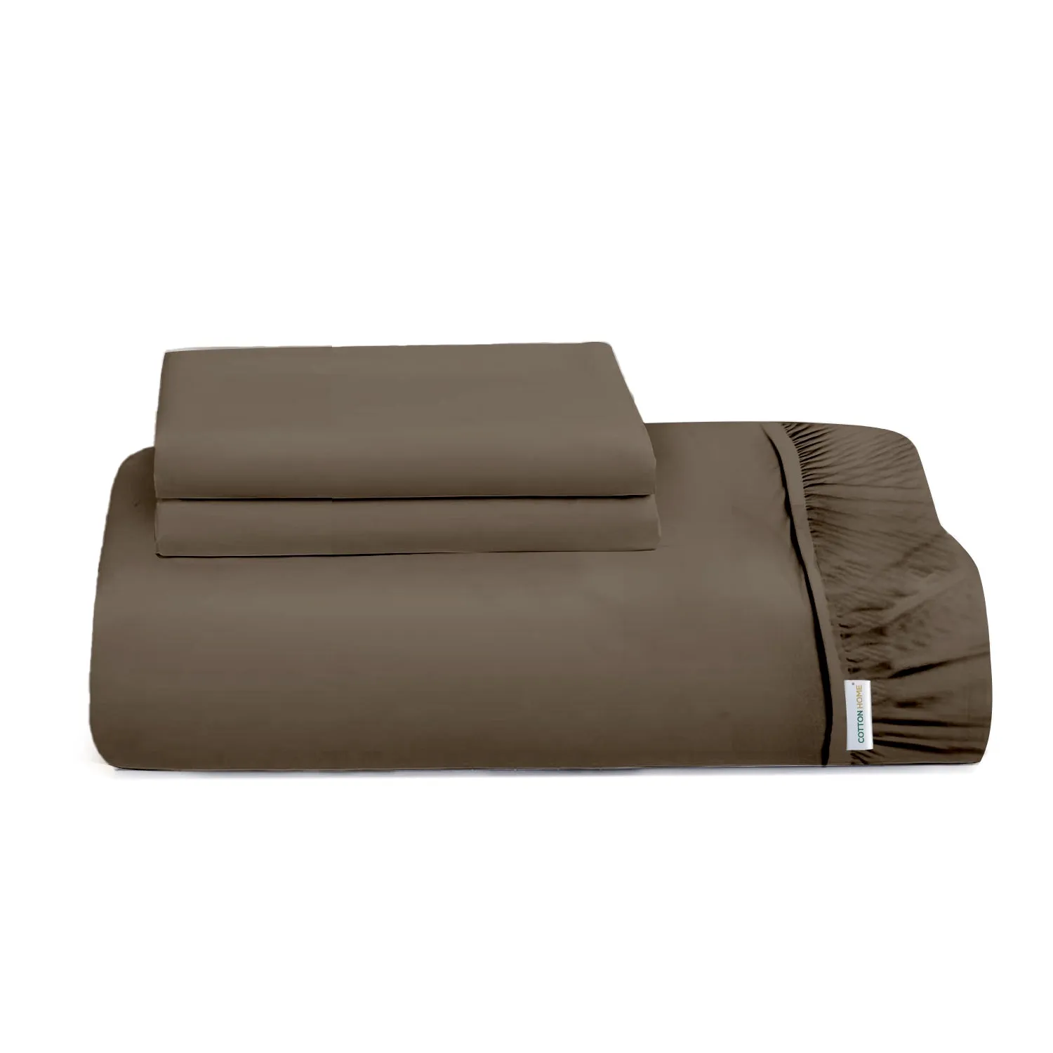 3 Piece Fitted Sheet Set Super Soft Khaki Super King Size 200x200 30cm with 2 Pillow Case