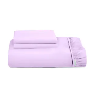 3 Piece Fitted Sheet Set Super Soft Light Purple King Size 180x200 30cm with 2 Pillow Case