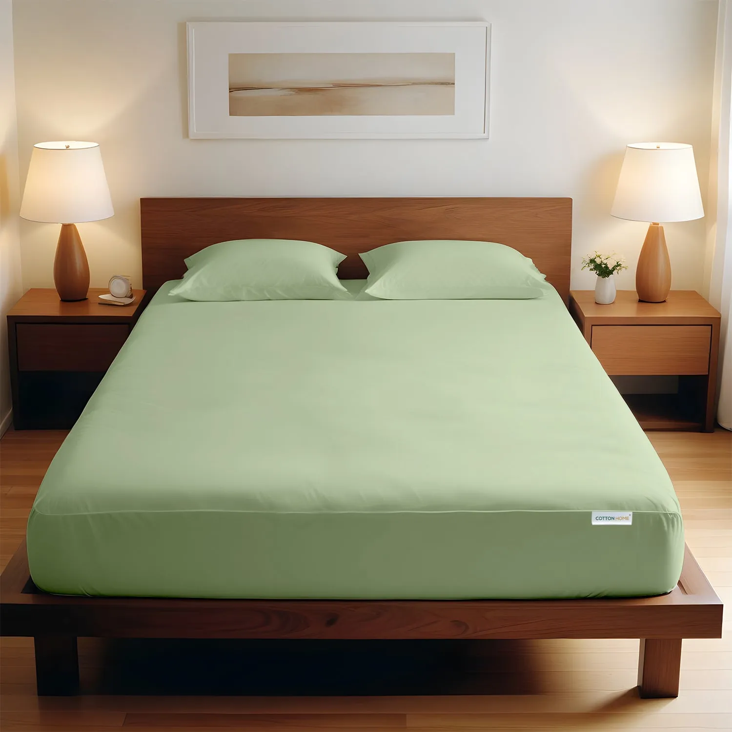 3 Piece Fitted Sheet Set Super Soft Mint Green Single Size 120x200 25cm with 2 Pillow Case