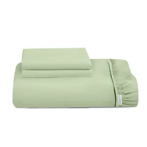 3 Piece Fitted Sheet Set Super Soft Mint Green Single Size 120x200 25cm with 2 Pillow Case