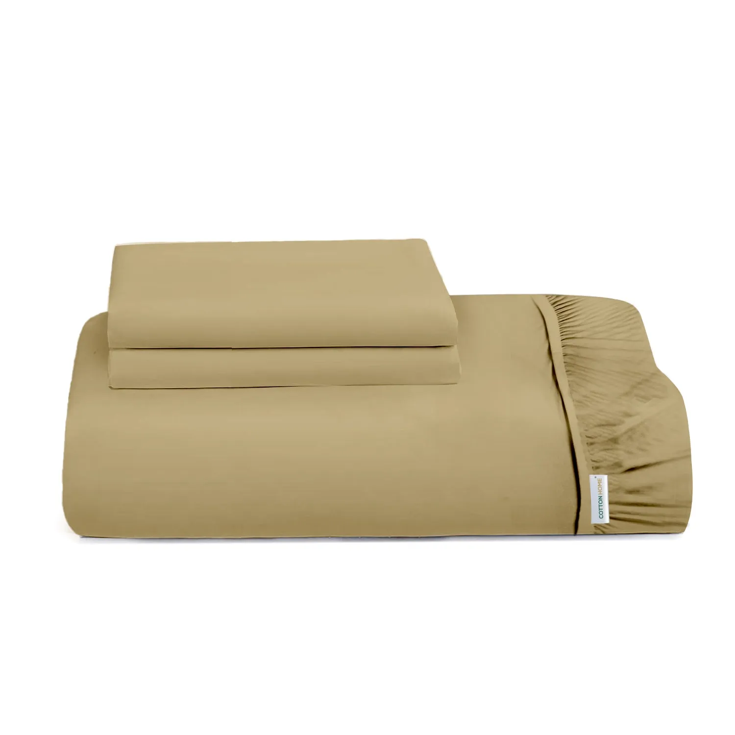 3 Piece Fitted Sheet Set Super Soft Mustard Single Size 120x200 25cm with 2 Pillow Case