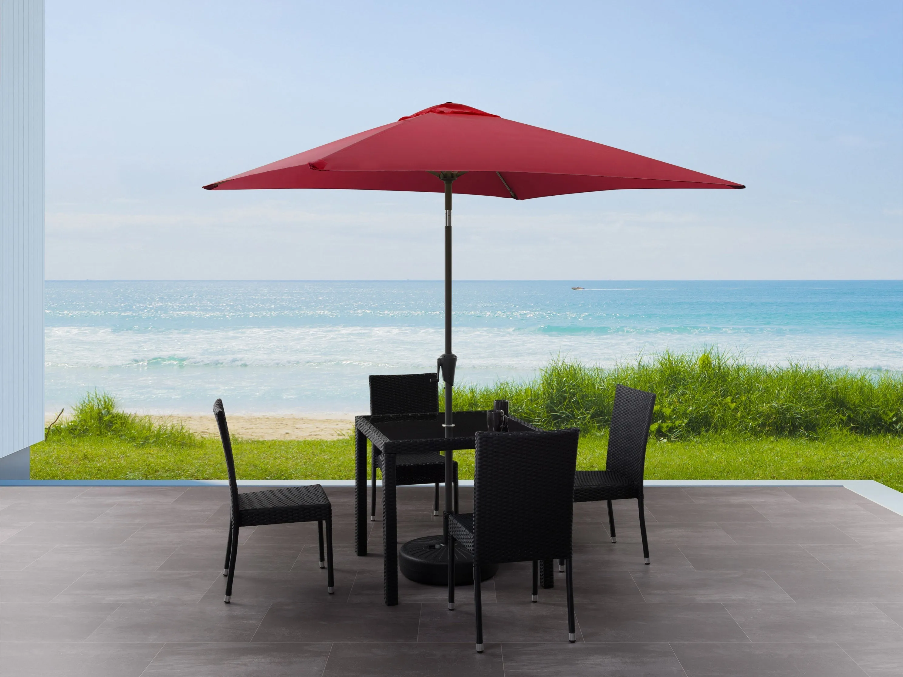 9ft Square Wine Red Patio Umbrella