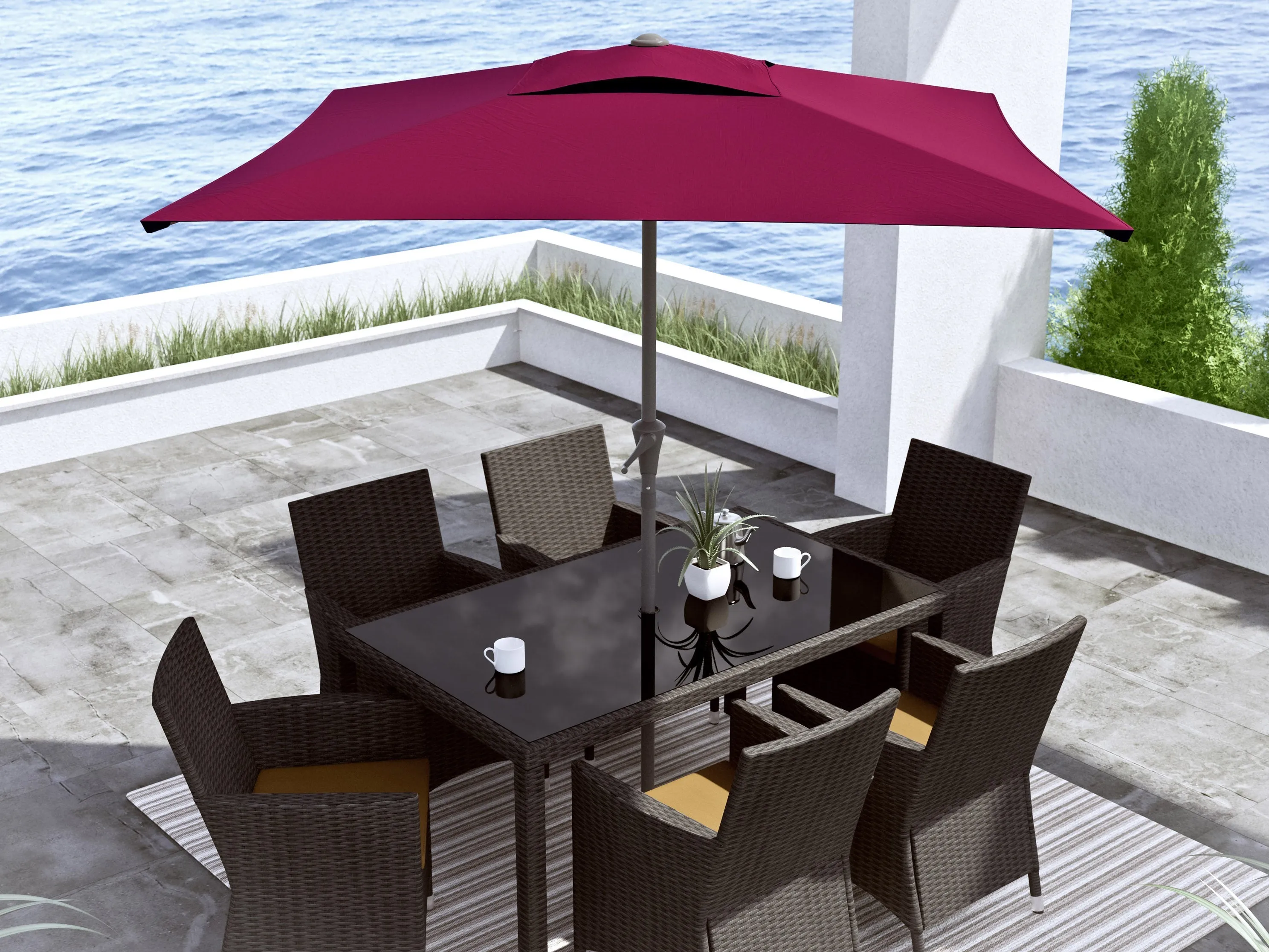 9ft Square Wine Red Patio Umbrella