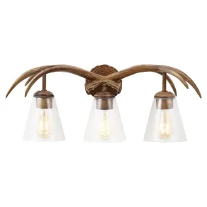 allen 25.5" 3-Light Southwestern Bohemian Resin/Seeded Glass Faux Antler LED Vanity Light