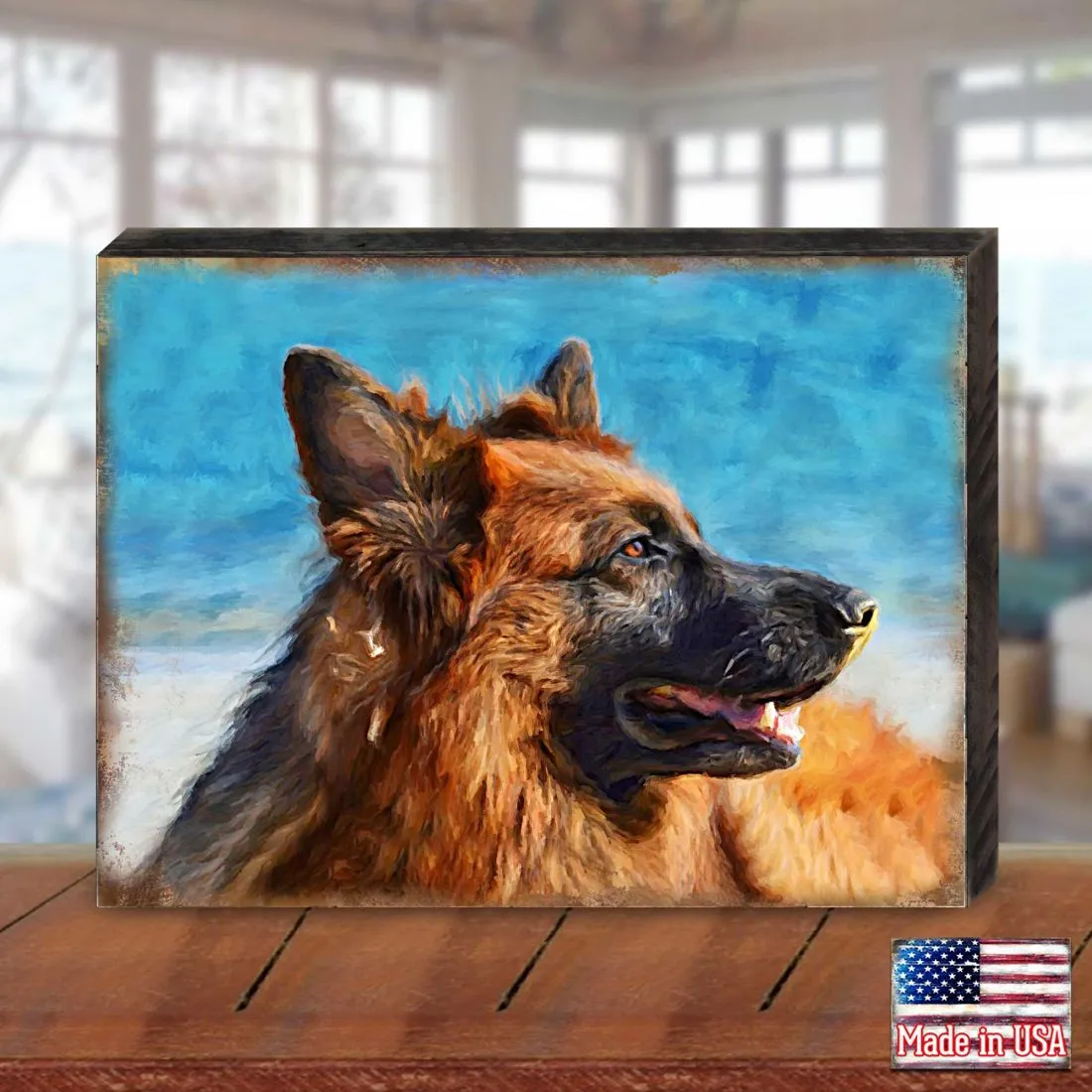 Amadeus German Shepherd Wooden Wall Art by Nature Wonders - Pets Dog and Cats Décor - 95343B