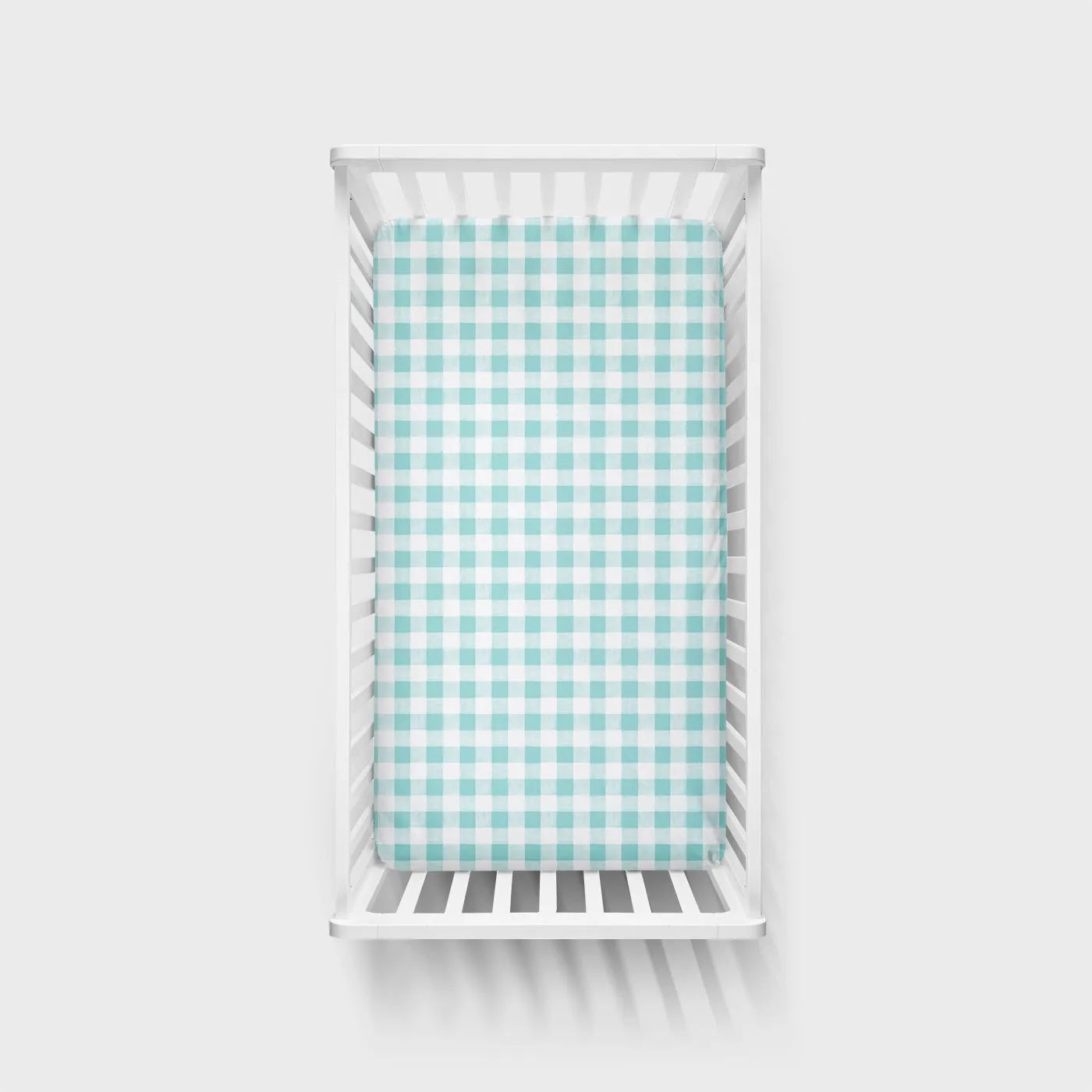 Aqua Gingham Fitted Crib Sheet