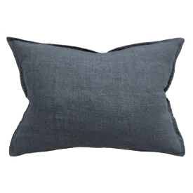 Arcadia Navy Blue Feather Filled 100% Linen Cushion 40x60cm