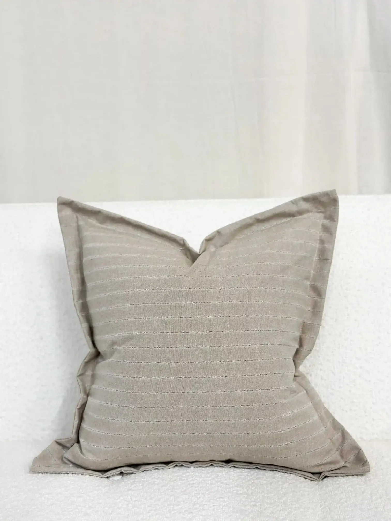 Beige Luxury Linen Blend Cushion Cover - 45cm x 45cm