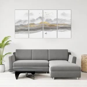 Blue ridge mountains line art wall print, modern abstract canvas painting