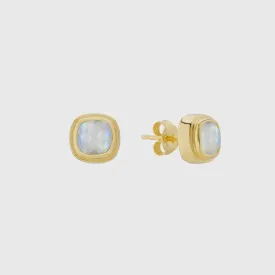 California Cushion Moonstone Stud Earrings