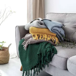 Cotton Luxury Throw Blanket with Tassels