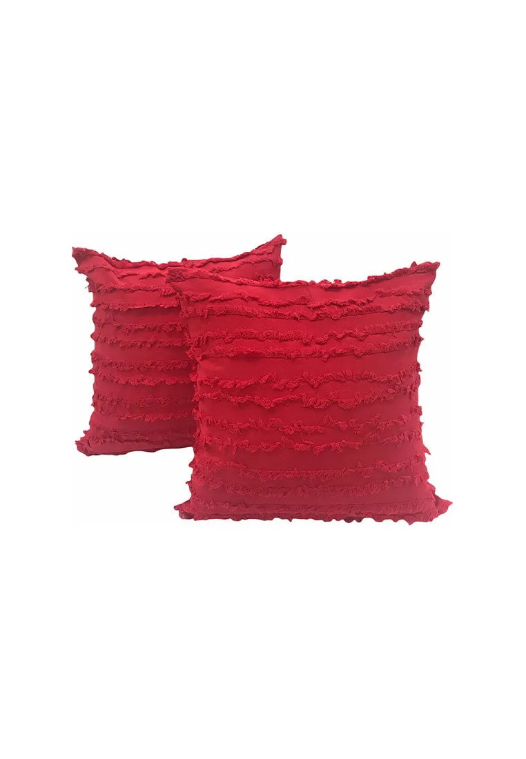 Cotton Throw Pillow Case with Horizontal Tassel