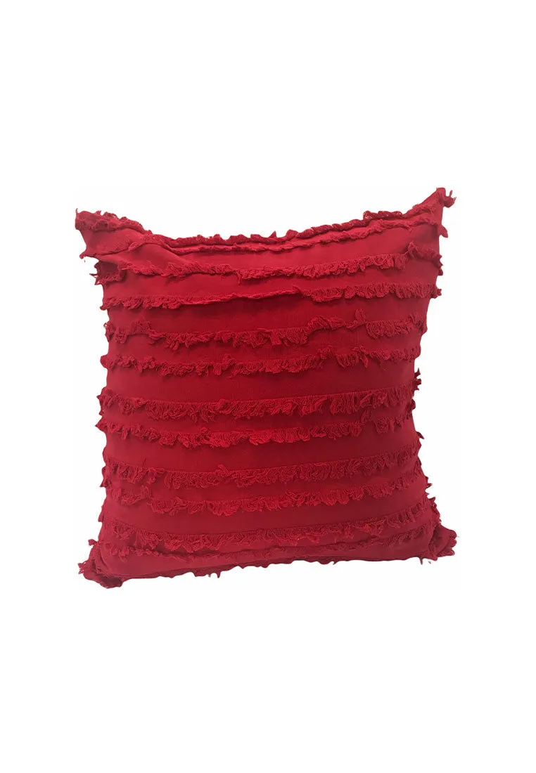 Cotton Throw Pillow Case with Horizontal Tassel