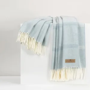 Crystal Blue Montauk Stripe Herringbone Throw by Lands Downunder