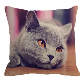 Cute British Shorthair Cat Linen Pillowcase