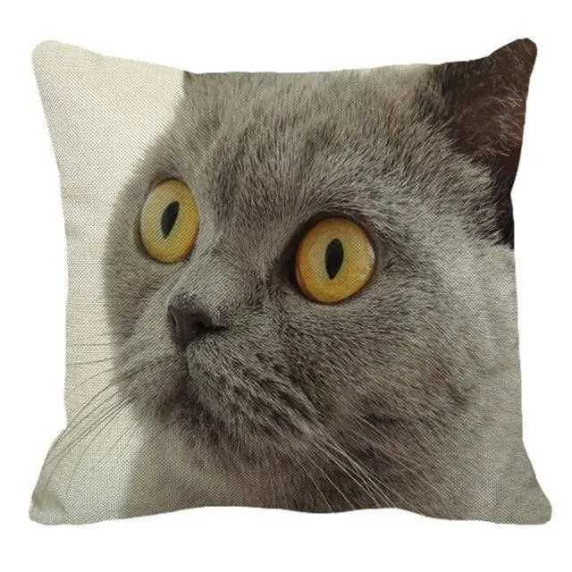 Cute British Shorthair Cat Linen Pillowcase