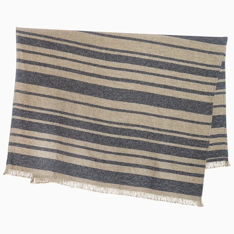 Ekram Indigo Blue Woven Cotton Throws by John Robshaw