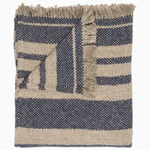 Ekram Indigo Blue Woven Cotton Throws by John Robshaw