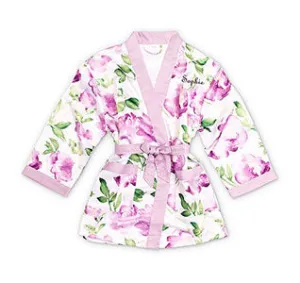 Floral Flower Girl Robe - Lavender Trim