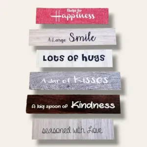 HAPPINESS Wooden strips wall art