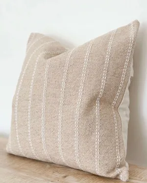 India Beige Luxury Stripped Jute Cushion Cover - 45cm x 45cm