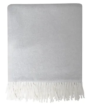 Italian Herringbone Throw Blanket, Light Gray