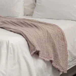 Linen Cotton Throw - Blush