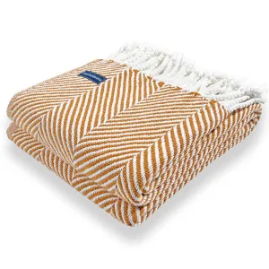 Monhegan Cotton Throw With Fringe - Golden Ochre