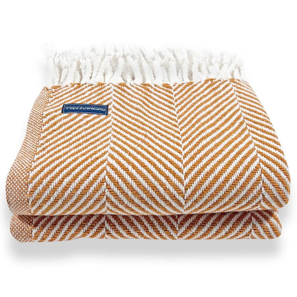 Monhegan Cotton Throw With Fringe - Golden Ochre