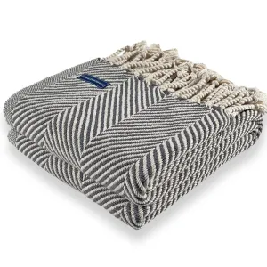 Monhegan Cotton Throw With Fringe - Slate