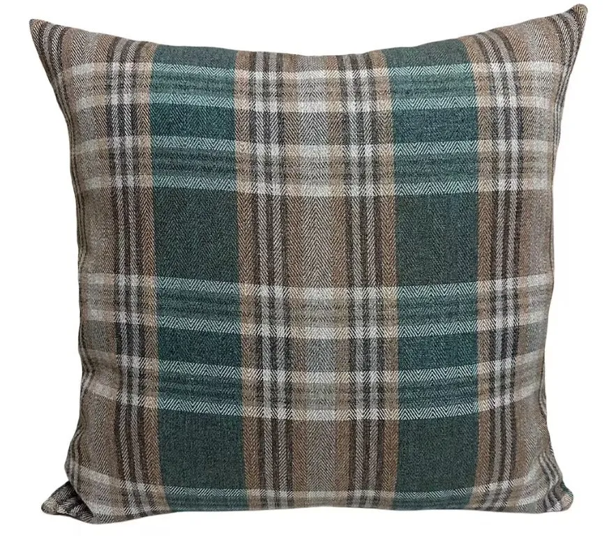 Plaid Linen Throw Pillow Cover