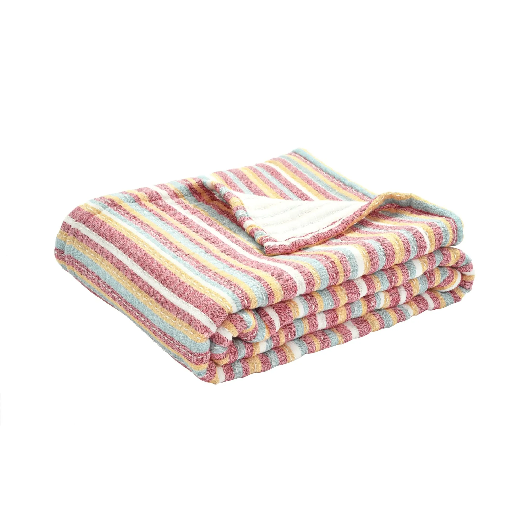 Tracy Stripe Kantha Pick Stitch Yarn Dyed Cotton Woven Throw