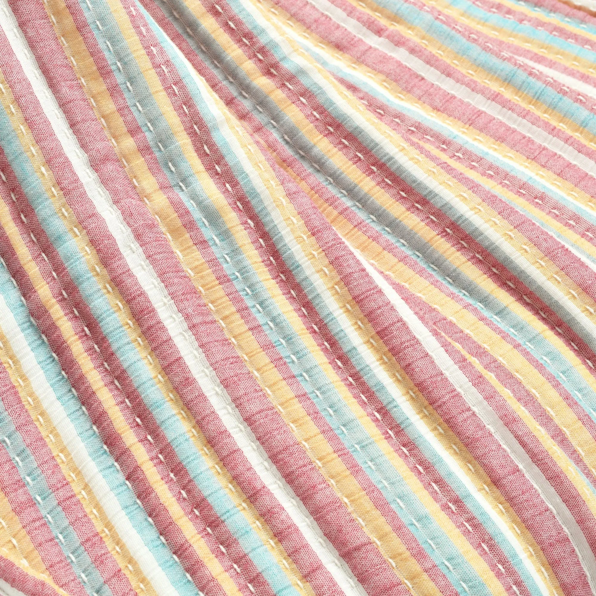 Tracy Stripe Kantha Pick Stitch Yarn Dyed Cotton Woven Throw